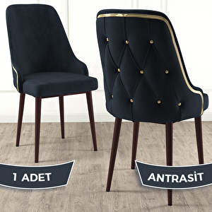 Krax Serisi 1 Adet Antrasit 1.sınıf Babyface Kumaş Kahve Metal Ayaklı Yemek Odası Sandalyesi Antrasit