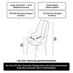 Newa Serisi 1 Adet Krem 1.sınıf Babyface Kumaş Beyaz Metal Ayaklı Gümüş Halkalı Sandalye Krem