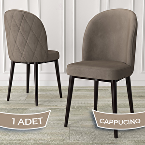 Bika Serisi 1 Adet Cappucino 1. Sınıf Babyface Kumaş Ceviz Gürgen Ayaklı Yemek Odası Sandalyesi Cappucino
