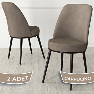 Jaxe Serisi 2 Adet Cappucino 1. Sınıf Babyface Kumaş Metal Kahverengi İskeletli Yemek Odası Sandalyesi Cappucino