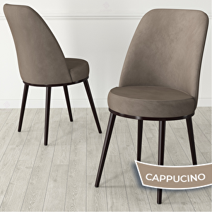 Jaxe Serisi 2 Adet Cappucino 1. Sınıf Babyface Kumaş Metal Kahverengi İskeletli Yemek Odası Sandalyesi Cappucino