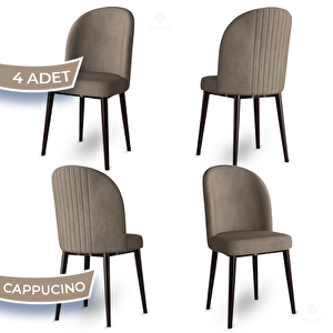 Aste Serisi 4 Adet Cappucino 1. Sınıf Babyface Kumaş Metal Kahve İskeletli Yemek Odası Sandalyesi Cappucino