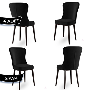 Tita Serisi 4 Adet Siyah 1. Sınıf Babyface Kumaş Metal Kahve Ayaklı Yemek Odası Sandalyesi Siyah