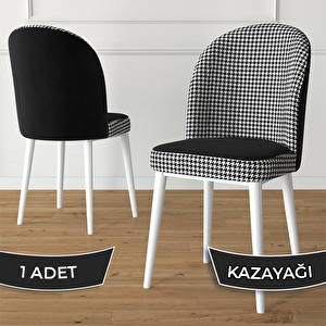 Kaze Serisi 1 Adet Kazayağı Desen 1. Sınıf Babyface Kumaş Beyaz Metal İskeletli Yemek Odası Sandalyesi Kaz Ayağı