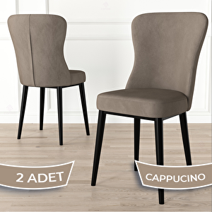 Tita Serisi 2 Adet Cappucino 1. Sınıf Babyface Kumaş Metal Siyah Ayaklı Yemek Odası Sandalyesi Cappucino