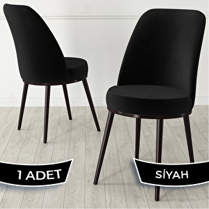 Jaxe Serisi 1 Adet Siyah 1. Sınıf Babyface Kumaş Metal Kahverengi İskeletli Yemek Odası Sandalyesi Siyah