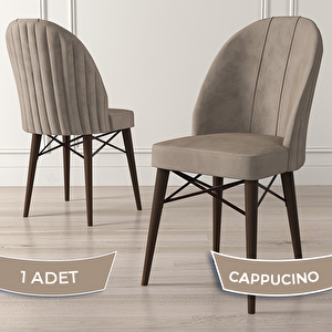Jena Serisi 1 Adet Cappucino 1.sınıf Babyface Kumaş Kahve Gürgen Ayaklı Yemek Odası Sandalyesi Cappucino