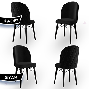 Bika Serisi 4 Adet Siyah 1. Sınıf Babyface Kumaş Siyah Gürgen Ayaklı Yemek Odası Sandalyesi Siyah