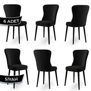 Tita Serisi 6 Adet Siyah 1. Sınıf Babyface Kumaş Metal Siyah Ayaklı Yemek Odası Sandalyesi Siyah