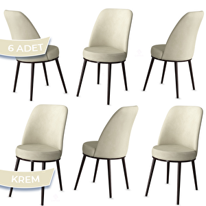 Jaxe Serisi 6 Adet Krem 1. Sınıf Babyface Kumaş Metal Kahverengi İskeletli Yemek Odası Sandalyesi Krem