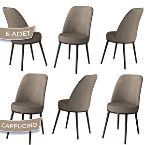 Jaxe Serisi 6 Adet Cappucino 1. Sınıf Babyface Kumaş Metal Kahverengi İskeletli Yemek Odası Sandalyesi