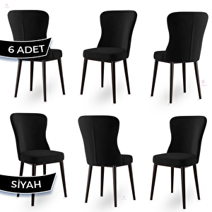 Tita Serisi 6 Adet Siyah 1. Sınıf Babyface Kumaş Metal Kahve Ayaklı Yemek Odası Sandalyesi