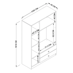 Yaman Açık Ceviz 3 Kapılı 2 Çekmeceli Elbise Dolabı - Gardırop