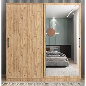 Zen Sürgü Kapaklı Dolap Gardırop Çam 140 Cm Montaj Dahil