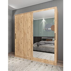 Zen Sürgü Kapaklı Dolap Gardırop Çam 140 Cm Montaj Dahil