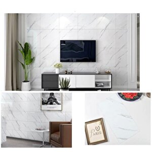 Bs1751 Naturel Shiny Yapışkanlı Beyaz Mermer Desen 1 Adet 30x60cm Banyo Mutfak Duvar Döşeme Paneli