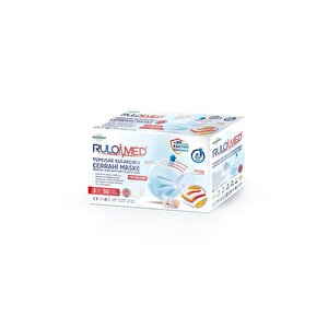 Rulomed Elastik Kulakçıklı Maske 50'li Mavi
