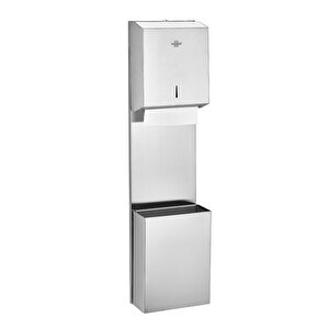 Rulopak Z Katlama Kağıt Havlu Dispenseri 400'lü +çöp Kovası 9 L Paslanmaz Kombi Set