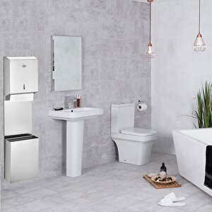 Rulopak Z Katlama Kağıt Havlu Dispenseri 400'lü +çöp Kovası 9 L Paslanmaz Kombi Set