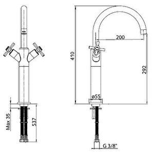 Eca Quadrille Yüksek Tip Lavabo Bataryası- Altın 102808614