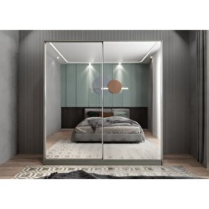 Bodrum Sürgü Kapaklı Dolap Gardırop Füme 160cm Montaj Dahil