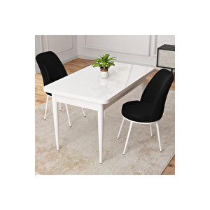 Duru Beyaz 70x110 Mdf Sabit Mutfak Masası Takımı 2 Adet Sandalye