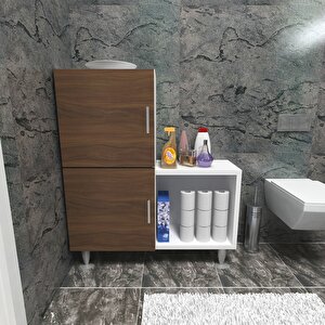 2 Kapaklı L Çok Amaçlı Banyo Dolabı Ceviz