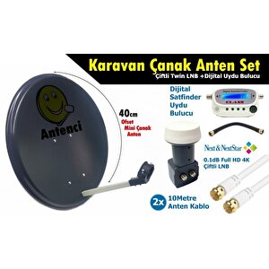 40cm Karavan Çanak Anten Seti Next Çiftli Lnb +digital Uydu Bulucu