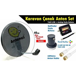 40cm Delikli Karavan Çanak Anten Seti +analog Uydu Bulucu
