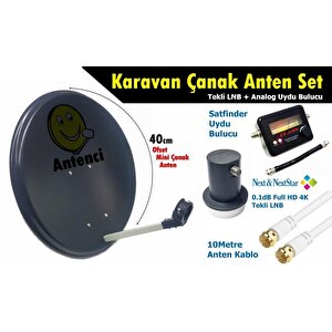 40cm Karavan Çanak Anten Seti +analog Uydu Bulucu
