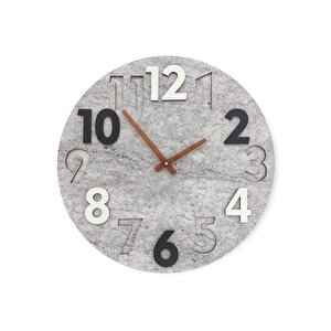 Cajuart Modern Yuvarlak Siyah Beyaz Kabartma 40 Cm Duvar Saati
