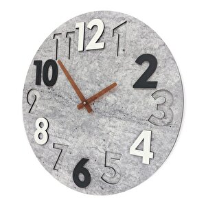 Cajuart Modern Yuvarlak Siyah Beyaz Kabartma 40 Cm Duvar Saati