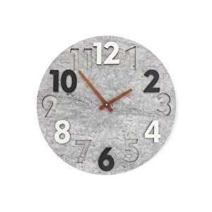 Modern Yuvarlak Siyah Beyaz Kabartma 40 Cm Duvar Saati