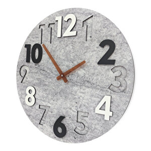 Modern Yuvarlak Siyah Beyaz Kabartma 40 Cm Duvar Saati