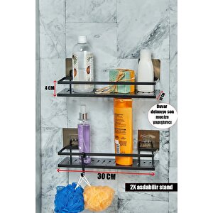 2'li Metal Yapışkanlı Banyo Rafı Organizer (30cm X 10cm)