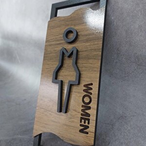 Cajuart Ahşap Desenli Modern Erkek Kadın Wc Tuvalet Yönlendirme Levhası Ofis İş Duvar Dekor