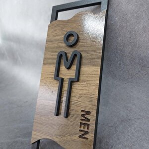 Cajuart Ahşap Desenli Modern Erkek Kadın Wc Tuvalet Yönlendirme Levhası Ofis İş Duvar Dekor