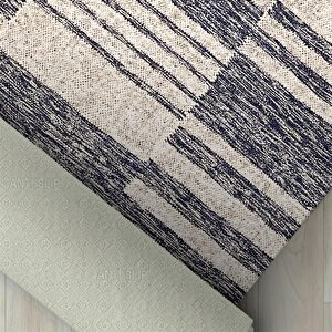 Çizgi Tarama Modern Desenli Gri Bej Halı Kaymaz Taban Makinada Yıkanabilir 60x100 cm