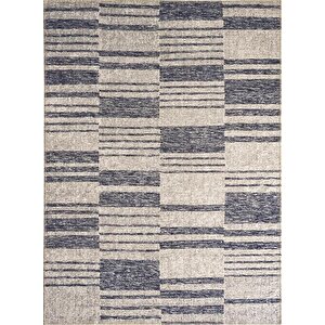 Çizgi Tarama Modern Desenli Gri Bej Halı Kaymaz Taban Makinada Yıkanabilir 60x100 cm