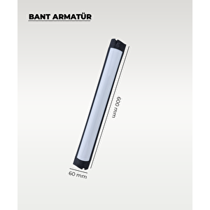 18w Siyah Led Bant Armatür Beyaz Işık 2 Adet