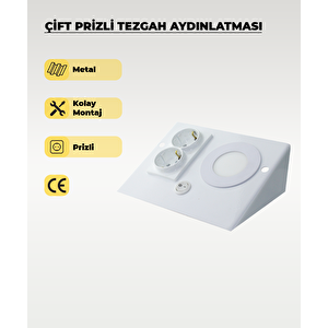 3w Beyaz Çift Prizli Tezgah Aydınlatma Beyaz Işık