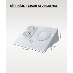 3w Beyaz Çift Prizli Tezgah Aydınlatma Beyaz Işık