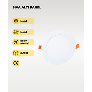 9w Sıva Altı Yuvarlak Slim Led Panel Beyaz Işık 2 Adet