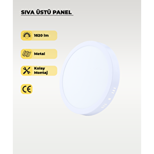 18w Sıva Üstü Yuvarlak Led Plastik Beyaz Panel Beyaz Işık