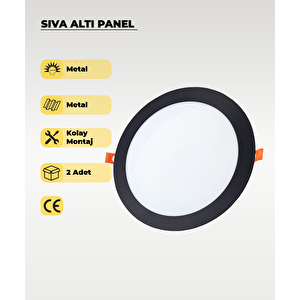 18w Sıva Altı Yuvarlak Siyah Led Panel Beyaz Işık