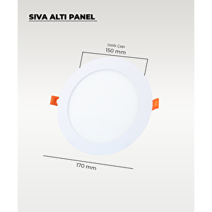 12w Sıva Altı Yuvarlak Slim Led Panel Beyaz Işık 2 Adet