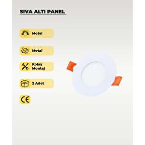 3w Sıva Altı Yuvarlak Slim Led Panel Beyaz Işık 2 Adet
