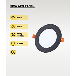 6w Sıva Altı Yuvarlak Siyah Led Panel Beyaz Işık