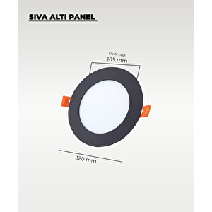 6w Sıva Altı Yuvarlak Siyah Led Panel Beyaz Işık