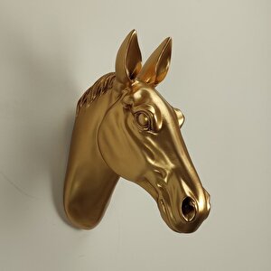At Kafası Duvar Dekoru Altın Renk